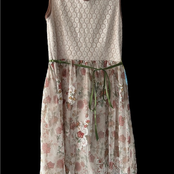 Mystic Tie Backnit Lace Skirt Dress Cottagecore Fairy Sz M Zipper on Side. - Picture 4 of 13